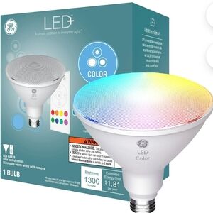 GE PAR38 LED+ Color Changing LED Light Bulb, 90 Watts, Outdoor Floodlight Remote